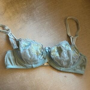 Elegant Lace Trimmed Bra in Light Blue